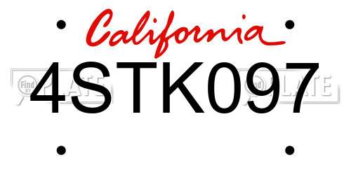 4STK097 California License Plate