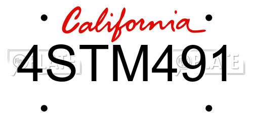 4STM491 California License Plate