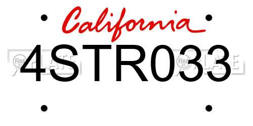 4STR033 California License Plate