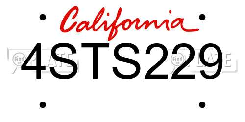 4STS229 California License Plate
