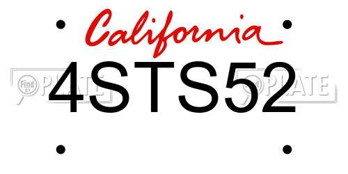 4STS52 California License Plate