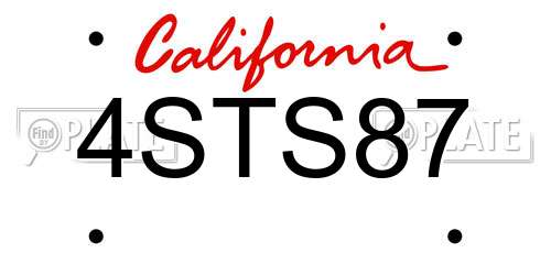 4STS87 California License Plate