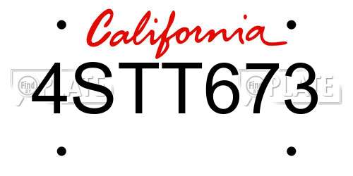 4STT673 California License Plate