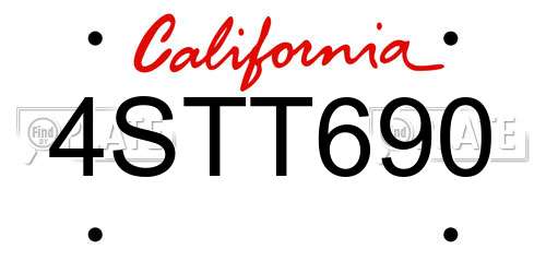 4STT690 California License Plate
