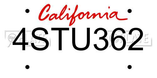 4STU362 California License Plate