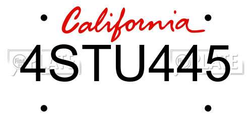 4STU445 California License Plate