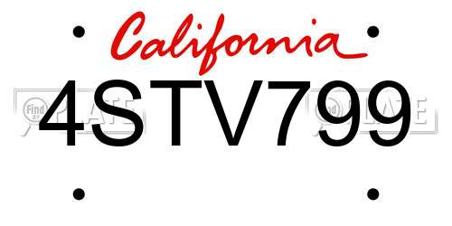 4STV799 California License Plate