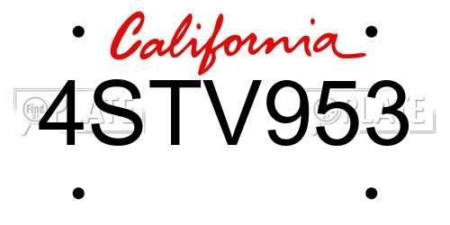 4STV953 California License Plate