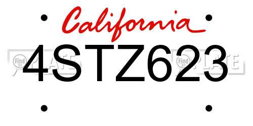 4STZ623 California License Plate