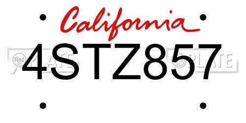 4STZ857 California License Plate