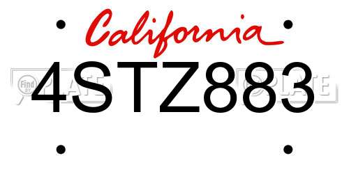 4STZ883 California License Plate