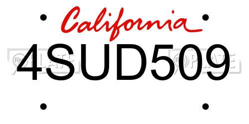 4SUD509 California License Plate