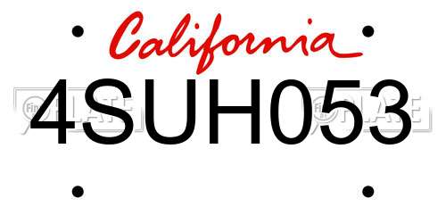 4SUH053 California License Plate