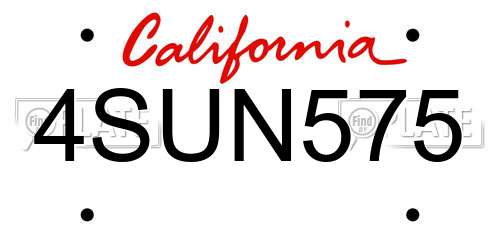 4SUN575 California License Plate