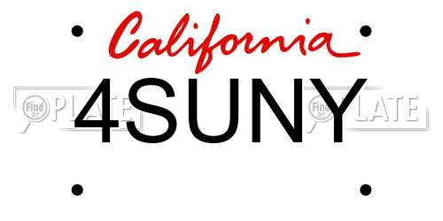 4SUNY California License Plate