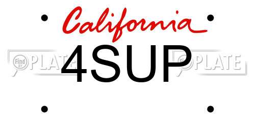 4SUP California License Plate