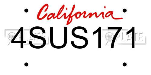 4SUS171 California License Plate