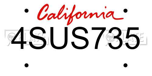 4SUS735 California License Plate