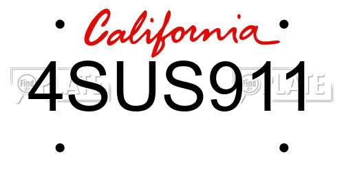 4SUS911 California License Plate
