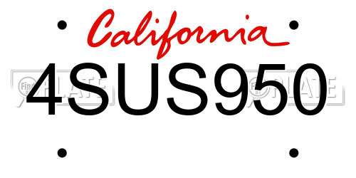 4SUS950 California License Plate