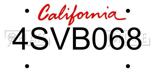 4SVB068 California License Plate