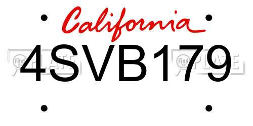 4SVB179 California License Plate