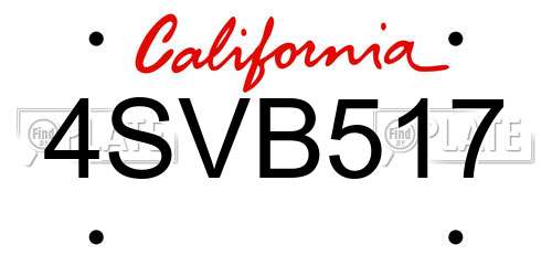 4SVB517 California License Plate