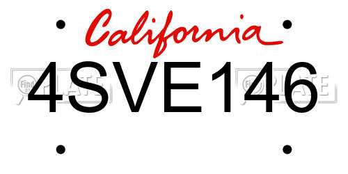 4SVE146 California License Plate
