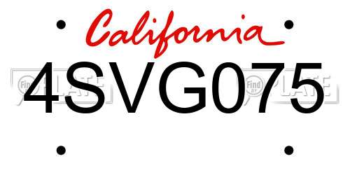 4SVG075 California License Plate