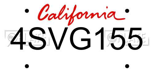 4SVG155 California License Plate