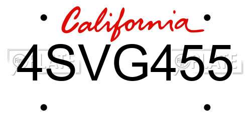4SVG455 California License Plate