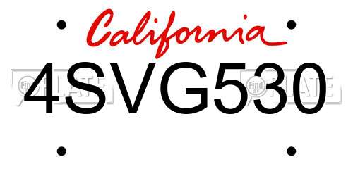 4SVG530 California License Plate