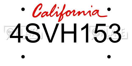 4SVH153 California License Plate