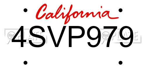 4SVP979 California License Plate