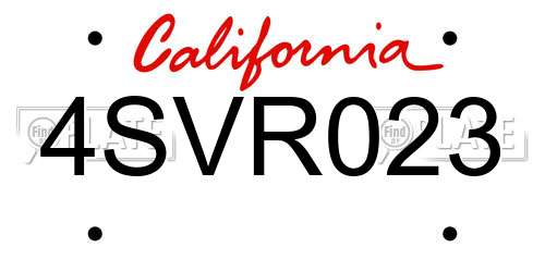 4SVR023 California License Plate