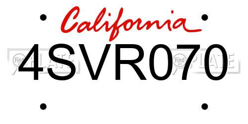 4SVR070 California License Plate