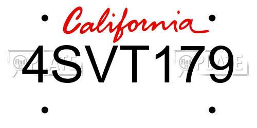 4SVT179 California License Plate