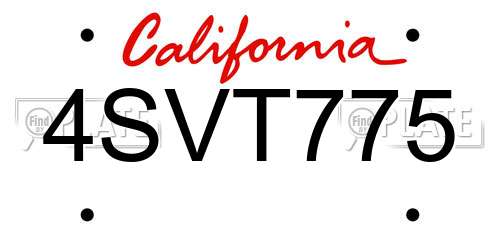 4SVT775 California License Plate