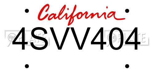 4SVV404 California License Plate