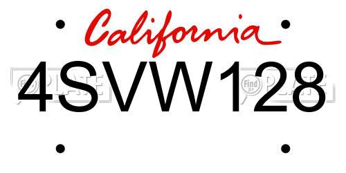 4SVW128 California License Plate