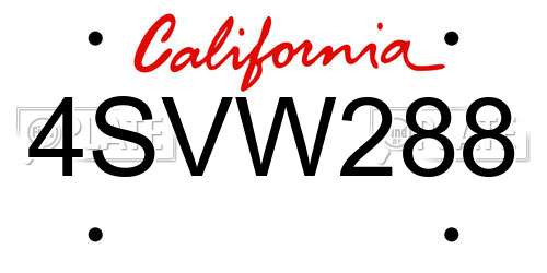 4SVW288 California License Plate