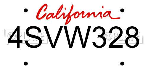 4SVW328 California License Plate