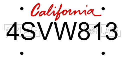 4SVW813 California License Plate