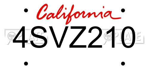 4SVZ210 California License Plate