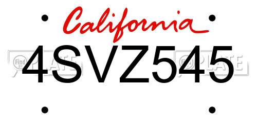4SVZ545 California License Plate