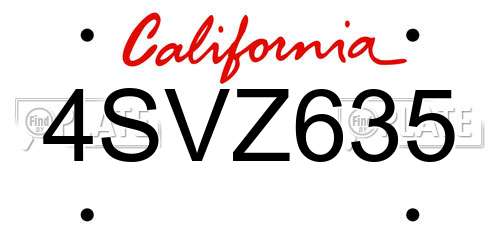 4SVZ635 California License Plate