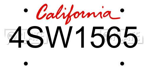 4SW1565 California License Plate