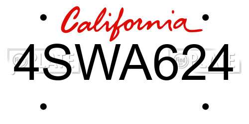 4SWA624 California License Plate
