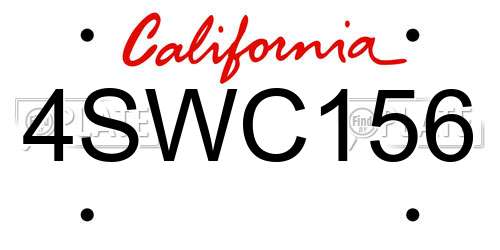 4SWC156 California License Plate