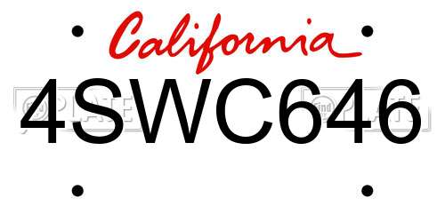 4SWC646 California License Plate